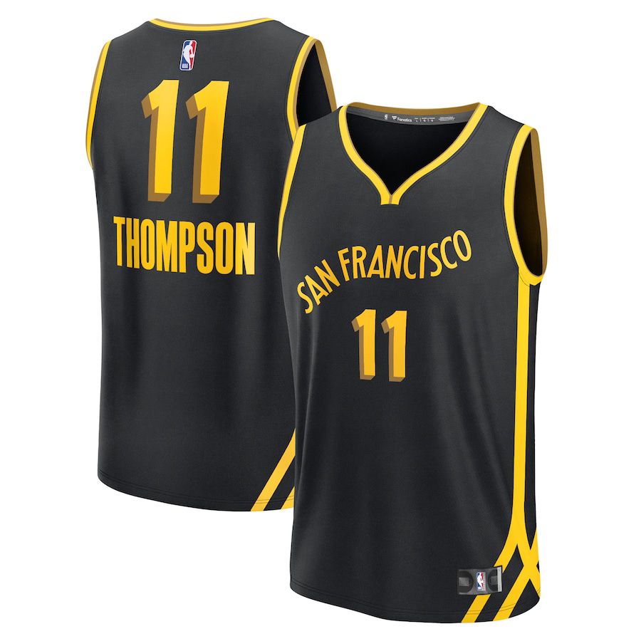Men Golden State Warriors 11 Klay Thompson Fanatics Branded Black City Edition 2023-24 Fast Break NBA Jersey